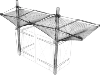 Bus Stop Shelter 3D Model preview
