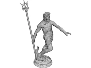 Neptune Statue 3D Model preview