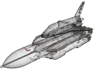 Buran-Energia Space Shuttle with Rocket 3D Model preview