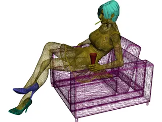 Woman on Chair 3D Model preview