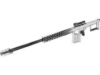 Barrett .50 Cal. Sniper Rifle 3D Model preview