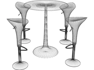 Bar Stool with Table 3D Model preview