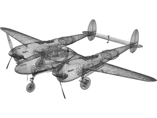 Lockheed P-38 Lightning 3D Model preview