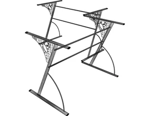 Glass Office Computer Desk 3D Model preview