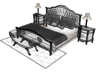Classic Bedroom Set 3D Model preview