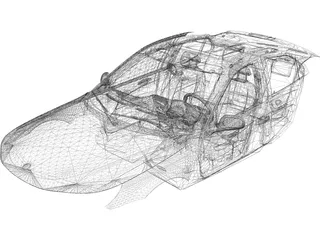 Interior Saab 9-3 TurboX 3D Model preview