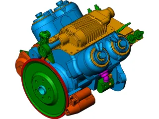 V4 Engine 3D Model preview