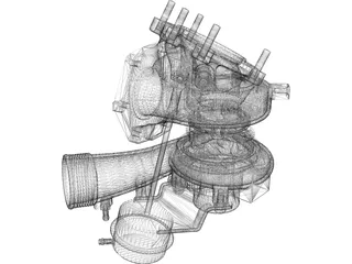 Turbocharger Diesel Engine 3D Model preview