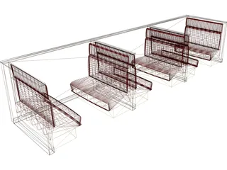 Booth Seating 3D Model preview