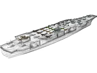 Military Ship with Airplanes 3D Model preview