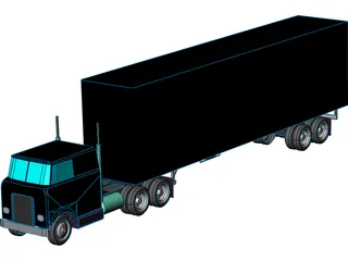 International Complete Trailer Truck 3D Model preview