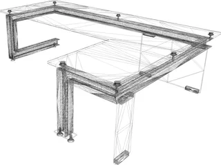 Modern Office Desk 3D Model preview