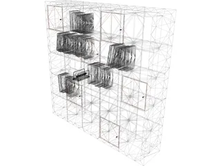 Bookcase Wooden 3D Model preview
