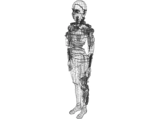 Female Cyborg 3D Model preview