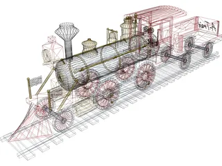 Toy Steam Locomotive with Tender 3D Model preview