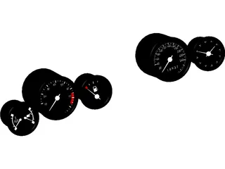 Dashboard Gauges 80 and 52mm 3D Model preview
