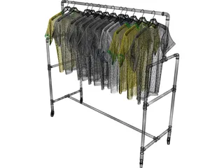 Shirts on Wardrobe 3D Model preview