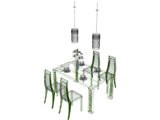 Table Set Dinner 3D Model preview