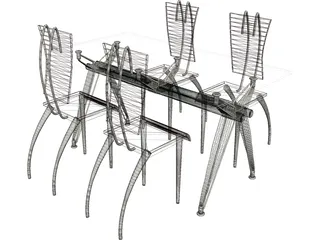 Table Dinner Modern Style 3D Model preview