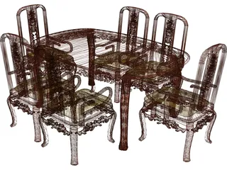 Table Dinner Home Style 3D Model preview