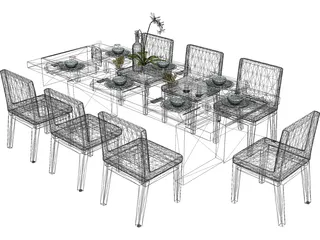 Table Dinner Contemporary 3D Model preview