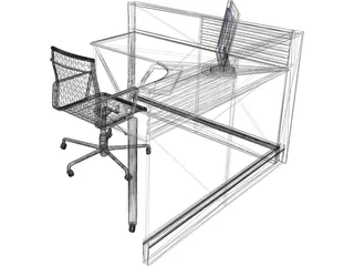 Office Cubicle 3D Model preview