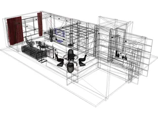 Complex Room Scene 3D Model preview