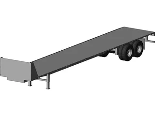Flat Bed Trailer 3D Model preview