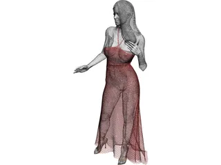 Woman in Wedding Dress 3D Model preview
