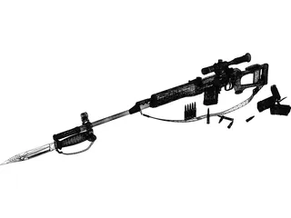 SVD Dragunov Sniper Rifle 3D Model preview