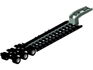 Trailer 3 Axes Flatbed 3D Model preview