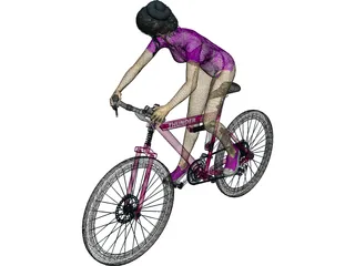 Woman on Bicycle 3D Model preview
