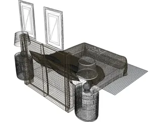 Fancy Bed King Size 3D Model preview