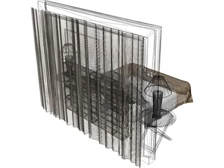 Fancy Couples Bed 3D Model preview