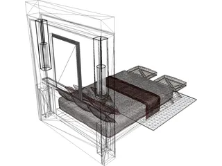 Bed Fancy Design King Size 3D Model preview