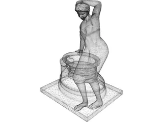 Classical Statue Woman Fountain 3D Model preview