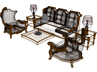 Classic Furniture Set 3D Model preview