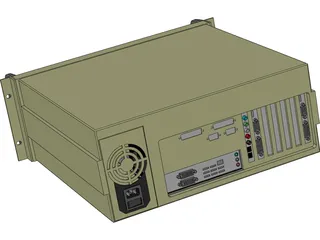 Rackmounted Computer with Motherboard 3D Model preview