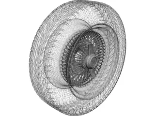 Daytona Wire Rim and Tyre 3D Model preview