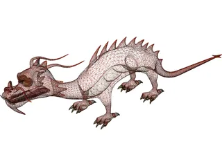 Asian Fire Dragon 3D Model preview