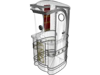 Art Deco Movie Theater Ticket Booth 3D Model preview