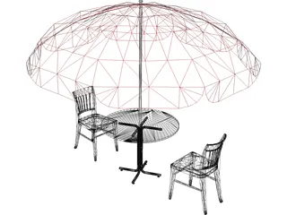 Cafe Table Set 3D Model preview