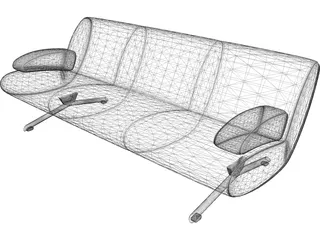 Sofa Cushioned 3D Model preview