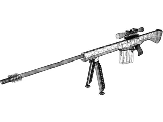 Barret Sniper Rifle 3D Model preview