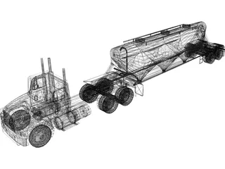 Mack with Powder Trailer 3D Model preview
