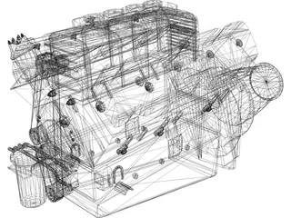 Race Block Supercharged Engine 3D Model preview