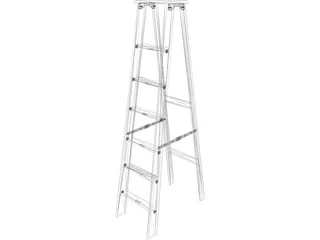 Wooden Step Ladder 3D Model preview