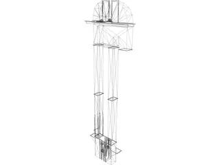 36 Inch Pulley Elevator Leg with Boot and Head 3D Model preview
