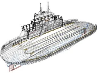 Ferry Boat 3D Model preview