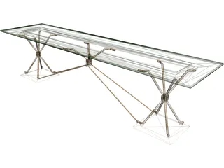Iron and Wood/Glass Table 3D Model preview